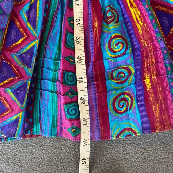 Vtg 80s 90s Two Potato Laguna Beach Artsy Midi Tiered Muumuu Dress XS Cotton NOS - Picture 13 of 16